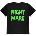 thumbnail image 1 of Halloween Nightmare Horror Slime Dripping Text Youth T Shirt Black YMD, 1 of 2