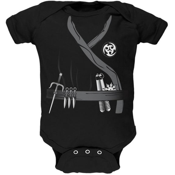 Halloween Ninja Assassin Costume Black Soft Baby One Piece - 3-6 months
