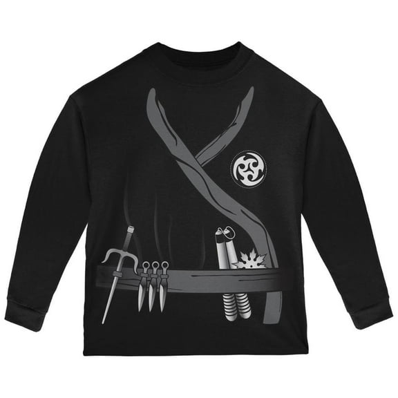 Halloween Ninja Assassin Costume Black Toddler Long Sleeve T-Shirt - 2T