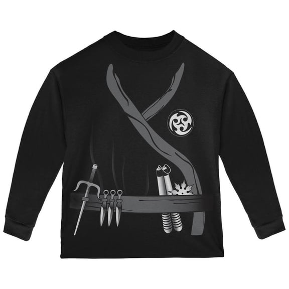 Halloween Ninja Assassin Costume Black Toddler Long Sleeve T-Shirt - 3T