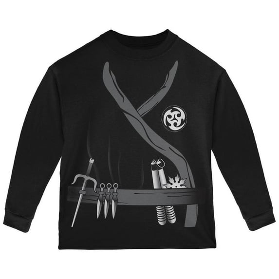 Halloween Ninja Assassin Costume Black Toddler Long Sleeve T-Shirt - 4T