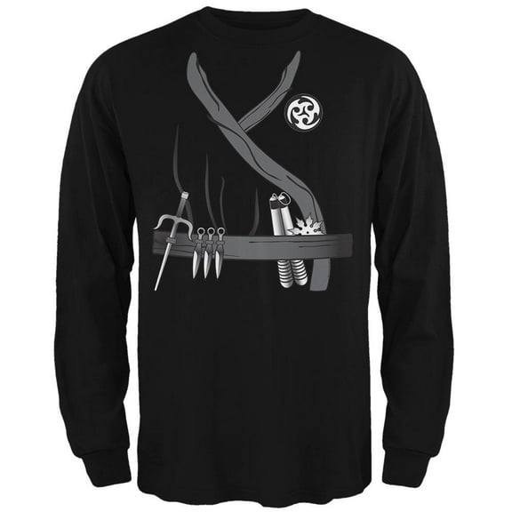 Halloween Ninja Assassin Costume Mens Long Sleeve T Shirt Black X-LG