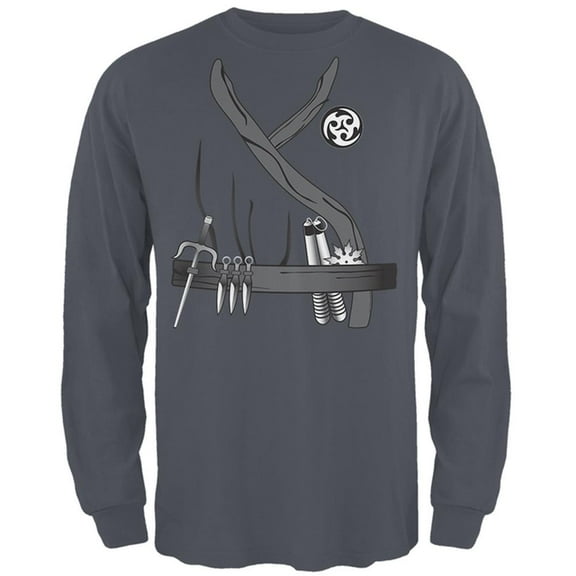 Halloween Ninja Assassin Costume Mens Long Sleeve T Shirt Charcoal MD