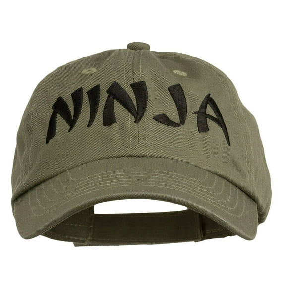 Halloween Ninja Embroidered Low Profile Washed Cap - Olive OSFM