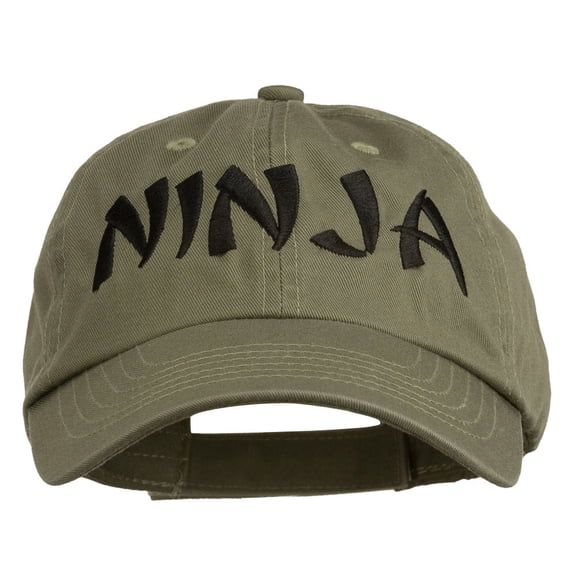 Halloween Ninja Embroidered Low Profile Washed Cap - Olive OSFM