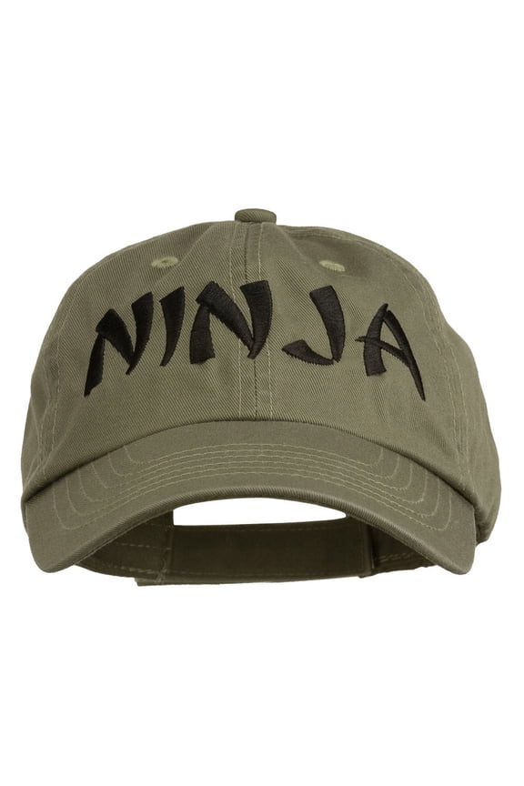 Halloween Ninja Embroidered Low Profile Washed Cap - Olive OSFM