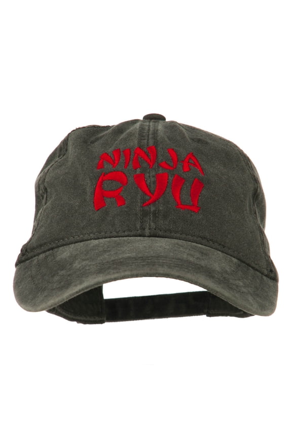 Halloween Ninja RYU Embroidered Washed Cap - Black OSFM