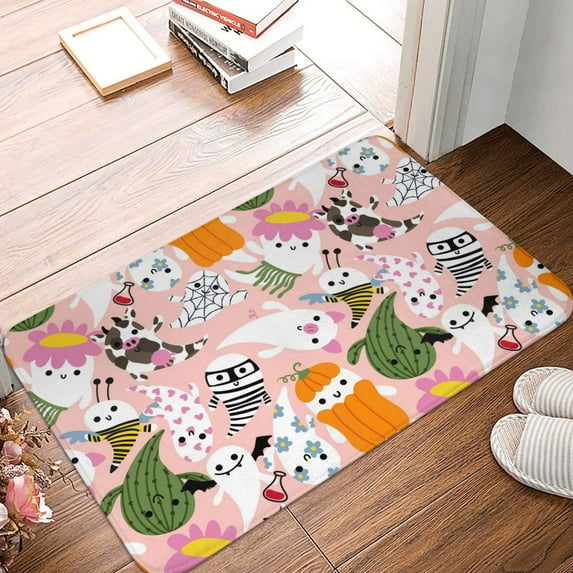 Halloween Non Slip Door Mat, Cartoon Halloween Halloween Decor Absorbent Bath Tub Mats, Bathroom Rugs Welcome Mat, Bath Mat for Halloween Decor Home, Kitchen 16x24in