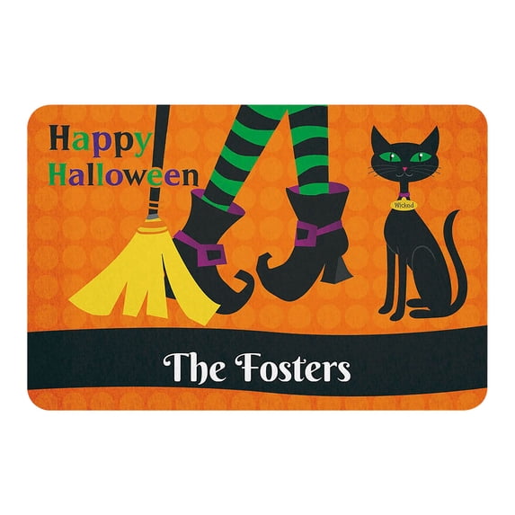 Halloween Non-Slip Doormat, Witch and Pumpkin Pattern Soft Decorative Rugs for Front Door Bathroom Bedroom, Halloween and Thanksgiving