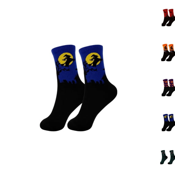 Halloween Novelty Crew Socks , Breathable Stretchy Mid Calf Holiday Socks, Halloween Costume Accessory Socks, Stylish Holiday Sock for Party & Daily Use E