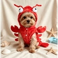 thumbnail image 1 of Halloween Novelty Pet Costume Red Lobster Shape Comfortable Polyester Apparel Snap Closure for Dachshund Small Medium Dog Party XS, 1 of 7