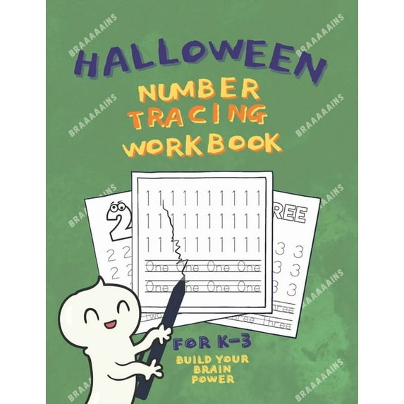 Halloween Number Tracing Workbook: 8.5 x 11 inch, number tracing book, classic cartoons, for young ages and grades K-3 (, (Paperback)