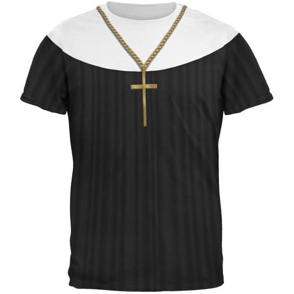 Halloween Nun Habit Costume All Over Adult T-Shirt - Medium