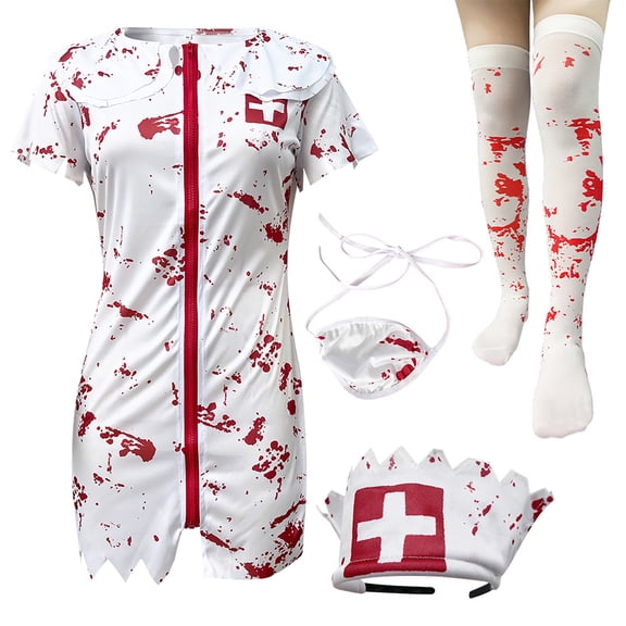Halloween Nurse Costumes, Novelty Nurse Cosplay Suit, Adults Role Play Stage Costume, Halloween Themed Party Performance Outfits, Carnival Cosplay Dress Up Apparel, Event Garment