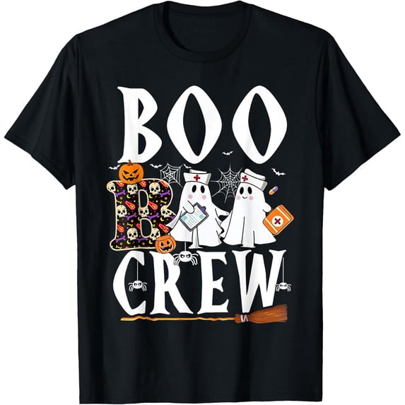 Halloween Nurse Ghost Nursing Boo Boo Crew Retro T-Shirt