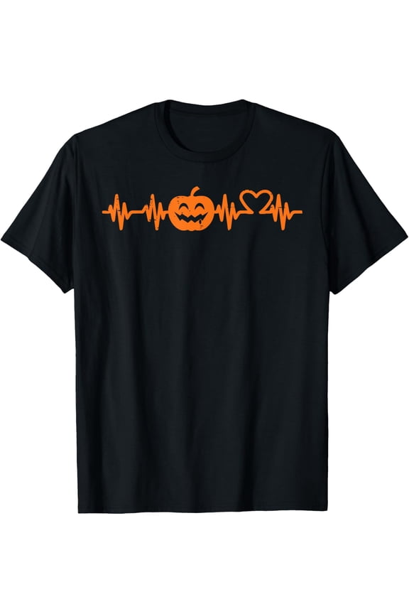 Halloween Nurse Heartbeat Pumpkin Costume Scrub Top Women T-Shirt