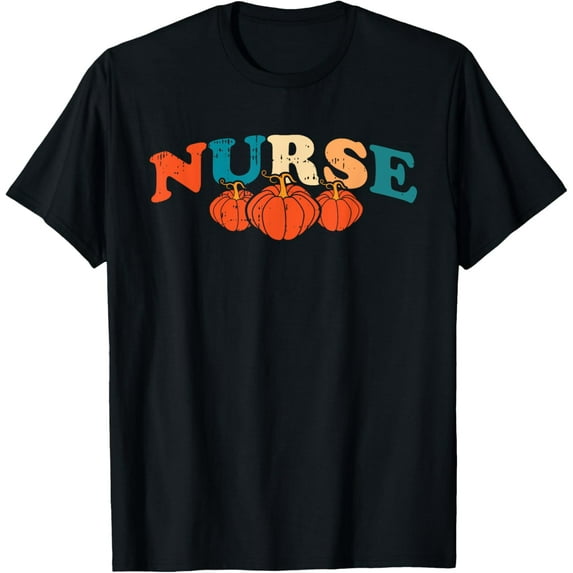 Halloween Nurse Pumpkin Retro Registered RN Medical Nursing T-Shirt