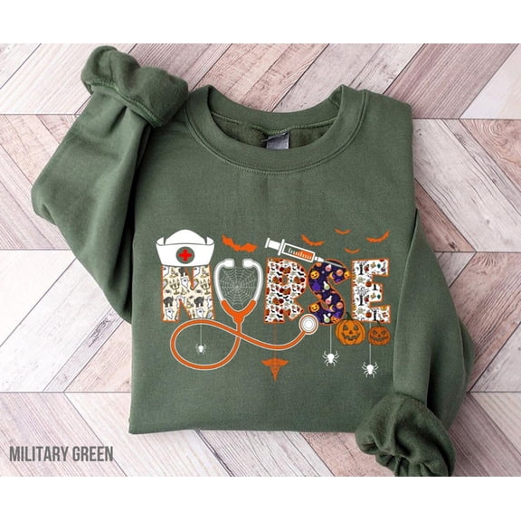 Halloween Nurse Sweatshirt, Nurse Halloween Sweatshirt, Nurse Halloween Gifts, Halloween Party Shirt