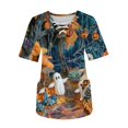 Halloween Nurse Uniforms for Women Summer Pumpkins Bats Printed Short