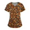Halloween Nurse Uniforms for Women Summer Pumpkins Bats Printed VNeck