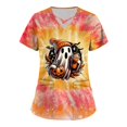 Halloween Nursing Uniforms Shirts Women Cute Ghost Graphic Short Sleeve
