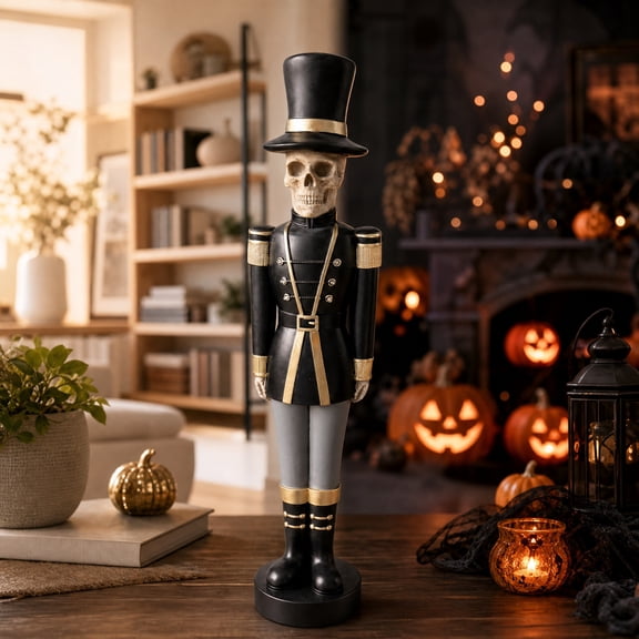 Halloween Nut_cracker Skeleton Soldier Figurine, Resin Nut_cracker Figures Is Suitable Halloween Tabletop Decorations Desktop Decor for Office Home Decor, Novelty Gifts,14"
