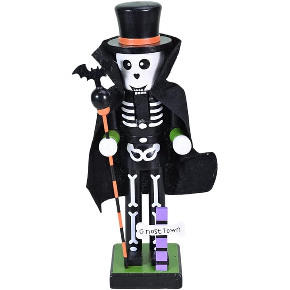 Halloween Nutcracker Ornament,Wooden Handpainted Collectible Nutcrackers Figures for Halloween Table Mantel Decorations (25cm,Skull)