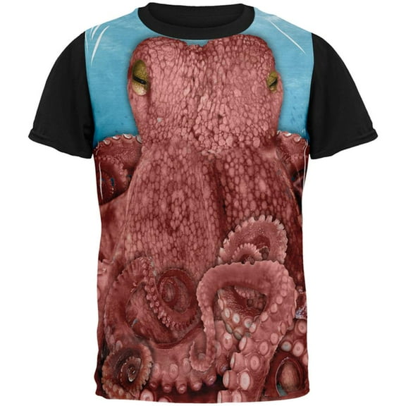 Halloween Octopus Costume All Over Mens Black Back T Shirt Multi SM