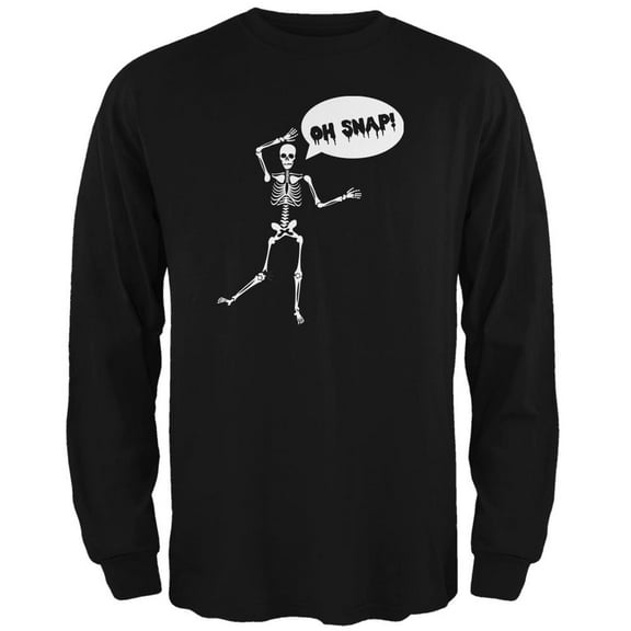 Halloween Oh Snap Skeleton Black Adult Long Sleeve T-Shirt - 2X-Large