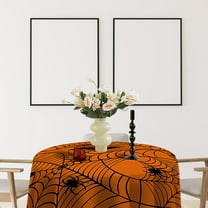 Halloween Oil Resistant Round Tablecloth Digital Print Waterproof Party Dining Table Cover - Thematic Design Easy Clean for Home Kitchen Decor(A)