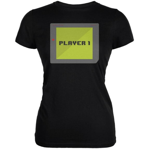 Halloween Old School Gamer Player 1 Juniors Soft T Shirt Black 2XL