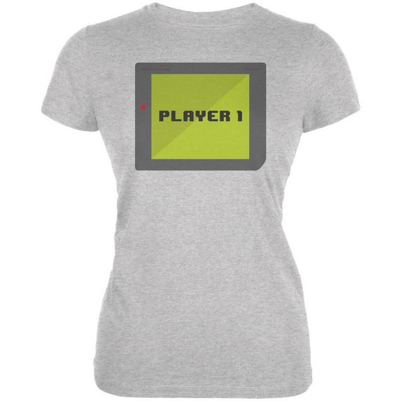 Halloween Old School Gamer Player 1 Juniors Soft T Shirt Heather MD