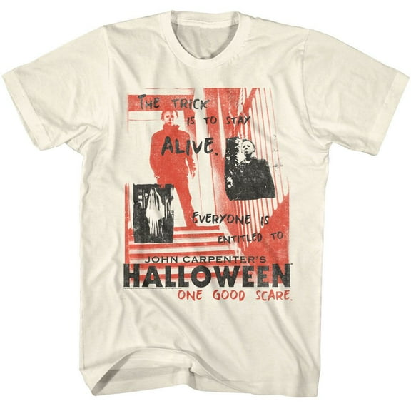 Halloween One Good Scare Handwritten Natural Adult T-Shirt