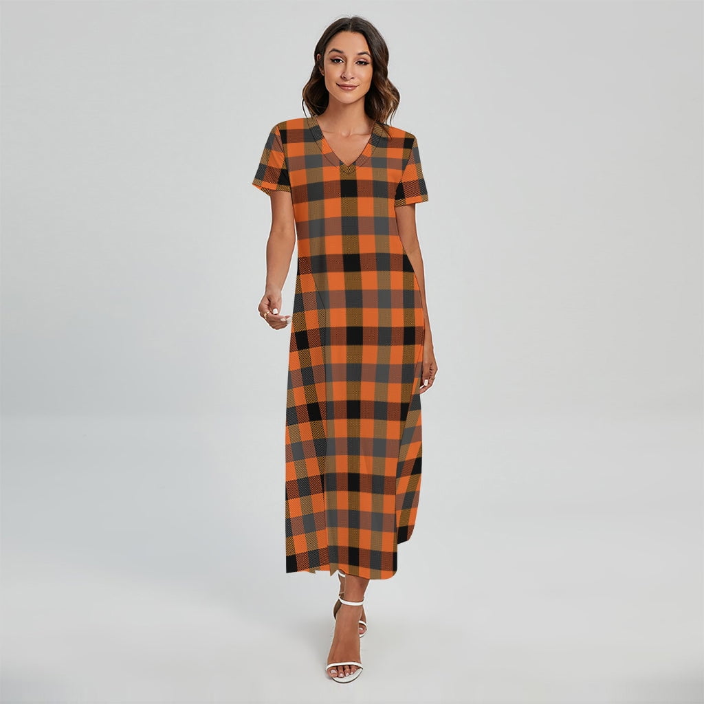 chinese dress ladies Love Kuza Camel Buffalo Plaid Venechia Maxi Wrap Dress Camel/Black Plaid / Small (2-6)