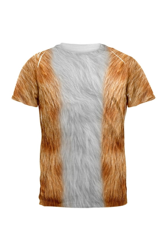 Halloween Orange Cat Costume All Over Adult T-Shirt - 2X-Large