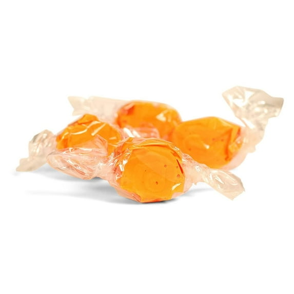 Halloween Orange Cream Taffy Chews by It's Delish, 1 lb Bulk Bag - Individually Wrapped Gourmet Soft Fluff Taffies - Perfect Trick or Treat Candy for Orange Themed Parties, USA Made & Kosher