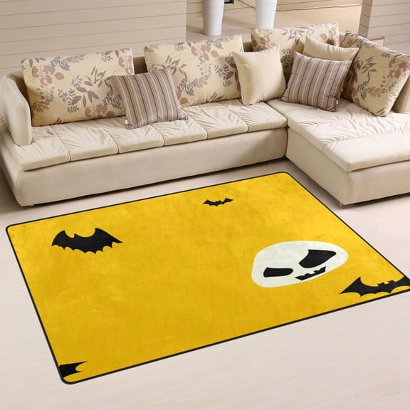 Halloween Orange Element Soft Polyester Area Rug 31''x20'', Non Slip, Memory Foam, Water Absorbent