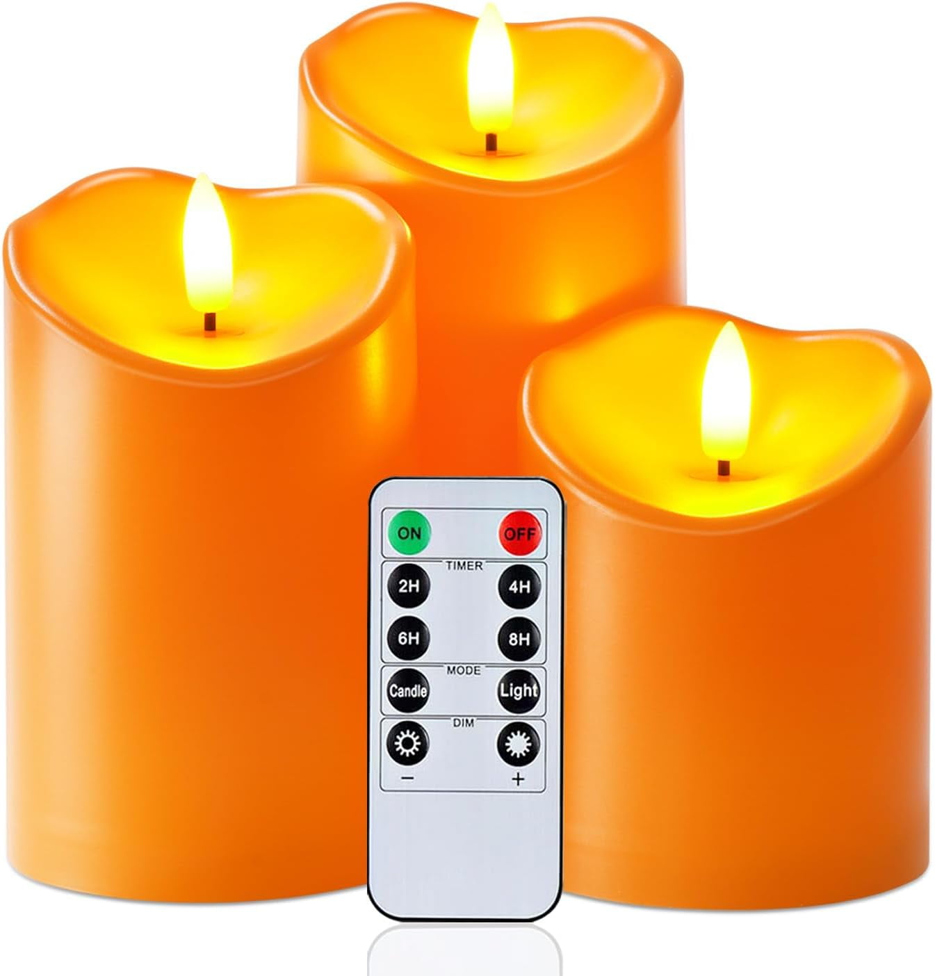 Halloween Orange Flameless Candles, Outdoor Fall Waterproof LED Pillar