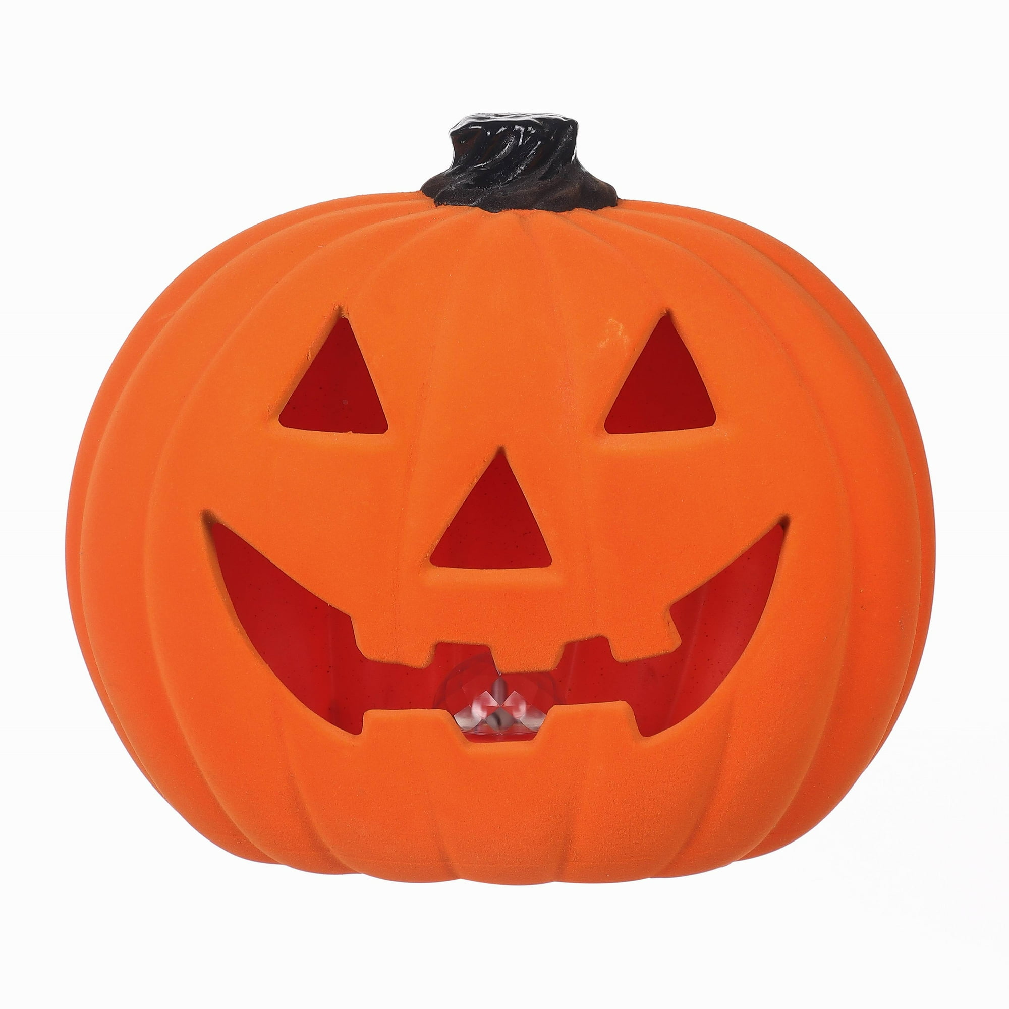Halloween Orange Flocked Light-up Jack-o’-Lantern