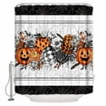 thumbnail image 1 of Halloween Orange Ghost Pumpkin Shower Curtain for Bathroom, Flower Spiderweb on White Black Waterproof Shower Curtains Washable Quick Dry with Hooks Bathtub Curtains 72x72 IN, 1 of 6
