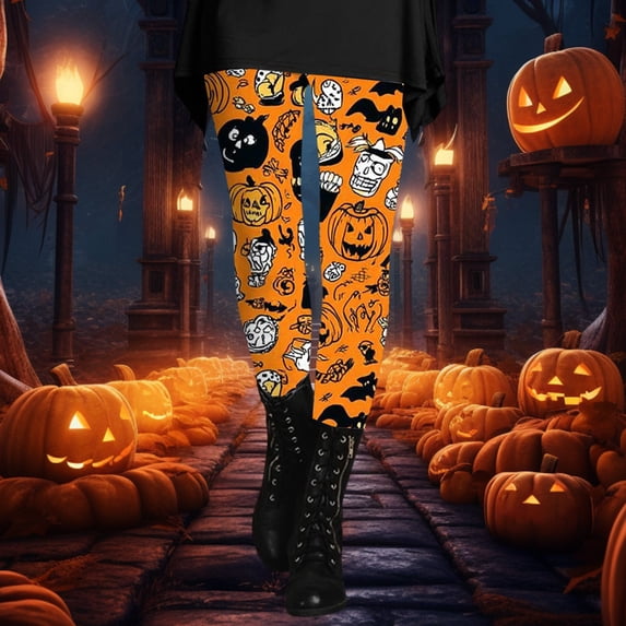Halloween Orange High Waisted Leggings with Pockets for Women Buttery Soft, Stretchy, Breathable, Gentle Tummy Control, Moves Freely, Squat-Proof, Easy-Care, Athletic Yoga Lounge Pants S