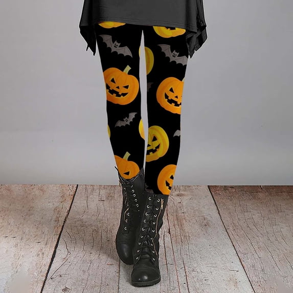 Halloween Orange High Waisted Leggings Women with Pockets Milk Silk Grinding Buttery Soft Full Length Workout Yoga Pants Compression Pants S