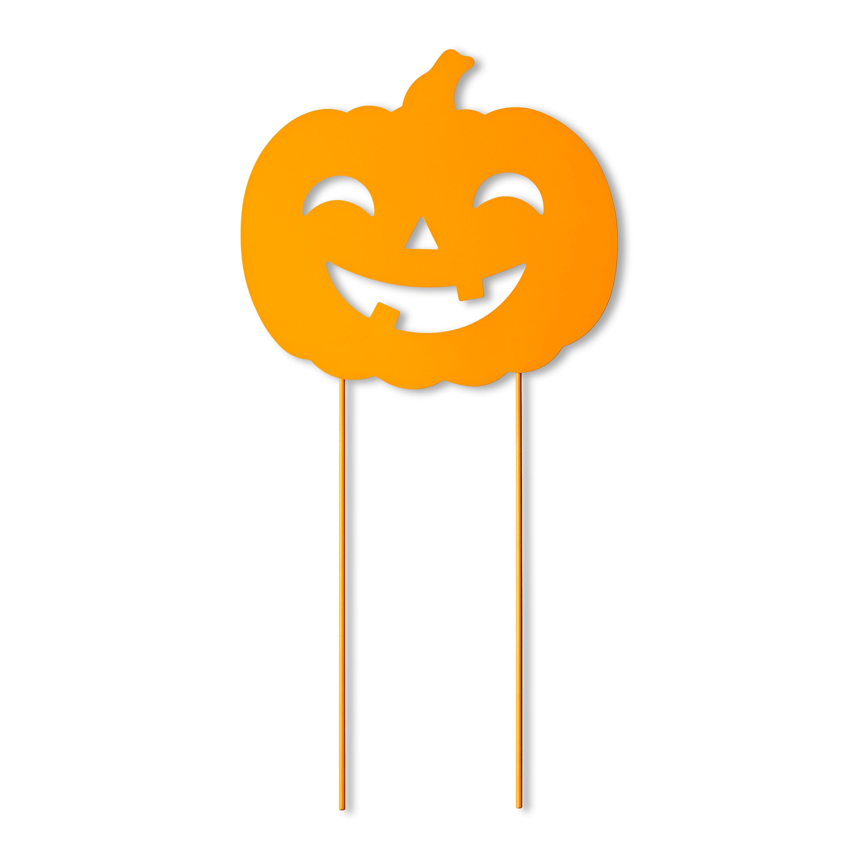 Halloween Orange Metal Pumpkin Yard Stake Dcor,9"W x 0.12"D x 18"H, by Way to Celebrate