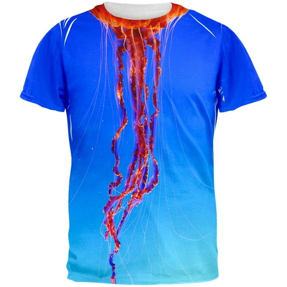 Halloween Orange Nettle Jellyfish Costume All Over Adult T-Shirt - Medium