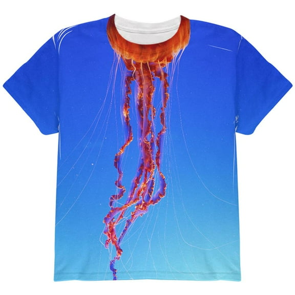 Halloween Orange Nettle Jellyfish Costume All Over Youth T Shirt Multi YLG