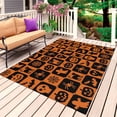 thumbnail image 1 of Halloween Orange Plaid Outdoor Rug for Patio/Deck/Porch, Non-Slip Large Area Rug 3 x 5 Ft, Funny Ghost Pumpkins Skull Indoor Outdoor Rugs Washable Area Rugs, Reversible Camping Rug Carpet Runner, 1 of 8