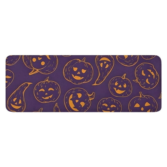 Halloween Orange Pumpkins on Purple Kitchen Rug Mat,Kitchen Runner Rugs Non Skid Washable,Decorative Kitchen Floor Mats for Kitchen,Sink,Laundry,17"x47.2"