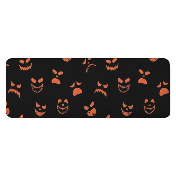 Halloween Orange Spooky Faces Kitchen Rug Mat,Kitchen Runner Rugs Non Skid Washable,Decorative Kitchen Floor Mats for Kitchen,Sink,Laundry,17"x47.2"