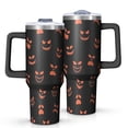 thumbnail image 1 of Halloween Orange Spooky Faces Tumbler with Handle and Lid,40oz Double Wall Vacuum Insulated Tumbler,Cups Gift for Women and Men, 1 of 7