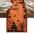 thumbnail image 1 of Halloween Orange Table Runner - 60 Inch Long, Kitchen Dining Table Runner Dresser Scarves, Spooky Ghost Castle Pumpkin Plaid Farmhouse Decor for Coffee Tables Wedding Party Banquet, 1 of 8